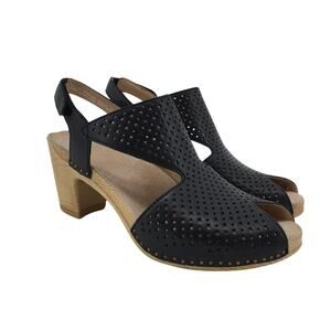 Dansko Teagan Heeled Slingback Sandals Womens 40 9.5-10 Black Minimalist Boho